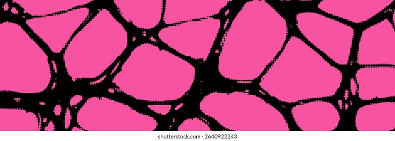 Y2k neo-tribal graphic shape on a pink background. Black halftone grange element. Vector sigilism pattern design template.
