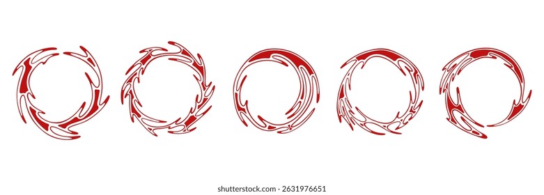 Y2k neo-tribal round frame asset. Hand drawn cyber sigilism tattoo border. Aesthetic of 90s, 2000s. Vector illustration for poster, collage, design template.