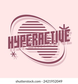 Y2K Peach Circle with Bold 'Hyperactive' Typography Template, Flat Illustration