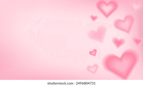 Y2k pink heart pattern. Cute aura gradient abstract bg for event banner. 200s Valentine aesthetic romantic border with blur for header layout. Dreamy advertising and sale promotion frame design