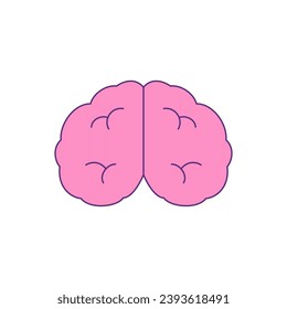 Y2k pink human brain trendy cartoon element contoured groovy style icon vector flat illustration. Comic internal organ smart clever idea emoji health education mental psychology mind for t shirt print