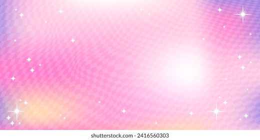 y2k pink neon kawaii background. Soft pastel girly graphic illustration with stars. Can be used as wallpaper.