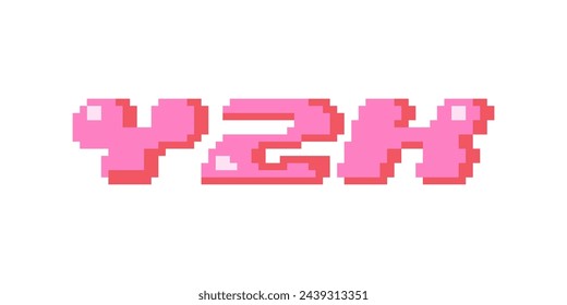Y2K Pixel Art Quote Icon. Vector 8Bit Sticker of Retro Summer Text. Cute Pink 2000s Style Emblem Video Game Element for Graphic Decoration and T-shirt Print.