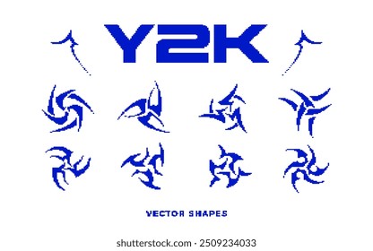 Y2K pixel style asset. Y2K retro futuristic elements for posters, flyers, banners, streetwear, social media. Acid pixel 8 bit vector shapes. 2000s aesthetics.