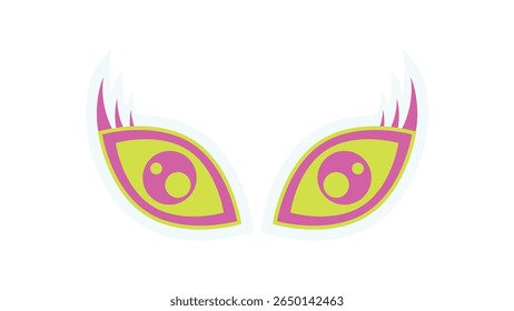 Y2K brincalhão olhos adesivo. Símbolo bonito de design abstrato. Estética retrô, ícone moderno, decoração na moda. Perfeito para roupas de rua, vibrações nostálgicas dos anos 90 ou projetos artísticos ousados.