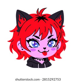 Y2K Pop Punk Chibi Cat Girl Portrait