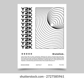 Cartel Y2K con forma de alambre 3D en estética psicodélica. Composición rave futurista retro sobre fondo blanco. Plantillas de Vector.