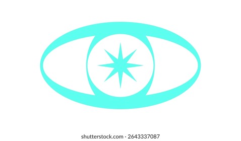 Símbolo de estrela psicodélica Y2K. Elemento futurista da forma do olho. Espaço abstrato retro design, estilo gráfico legal, decoração na moda. Ideal para cartazes, formas e projetos estéticos dos anos 90.