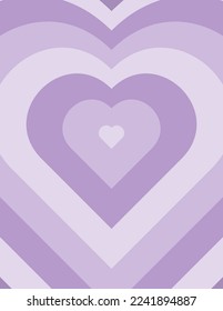 Y2K Repeated Heart Poster. Vector Violet Psychedelic Background in Trendy Retro Style for Print on T-Shirts, Case Phone, Cover, Flyer, Cards, Invitations, Vertical Banner, Social Media.