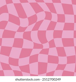 Y2k Retro Background. Distorted Checkered Wavy Swirl Chess. Vector Illustration.