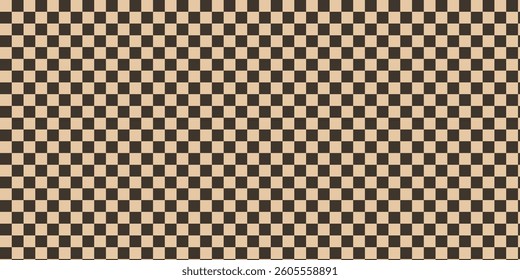 y2k retro background. Seamless retro brown and black checkered pattern. Trippy chess pattern. Groovy vintage background. For fabric, textile, wrapping paper. Trendy vector illustration. EPS 10.