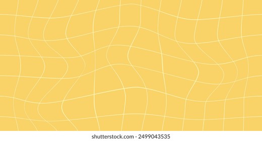 Y2k Retro Hintergrund gelb kariert welliges Schach. Trendy Vektorgrafik.	