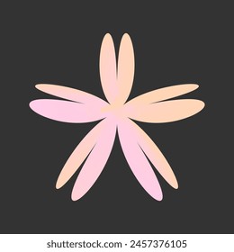 y2k retro element, 90s or 2000s figure in gradient peach and pink color. Illustration on black style.