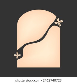 y2k retro element, 90s or 2000s figure in gradient peach and pink color. Illustration on black style.
