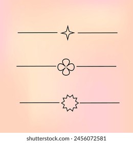 y2k retro elements set, 90s or 2000s elements of border in minimalistic style on gradient blurred background