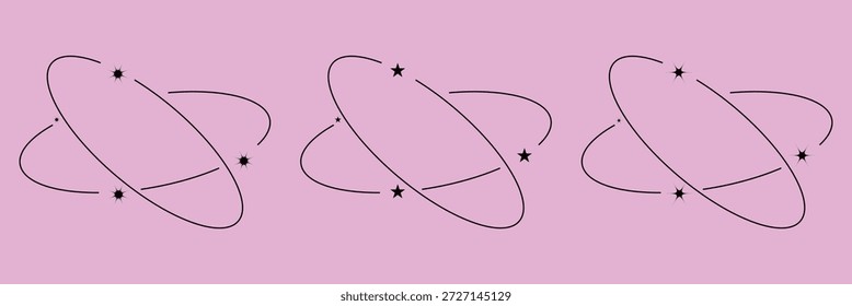 Conjunto de Elementos retro Y2K, años 90 o 2000 Elementos de arco y estrellas, Formas en estilo moderno minimalista EPS 10