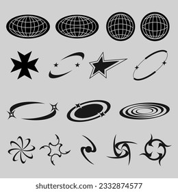 Y2K Retro elementos futuristas para el diseño, elemento de desgaste callejero