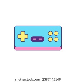 Y2k retro gamepad joystick controller for virtual gaming cartoon element icon vector flat