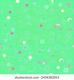Y2k seamless pattern from the 2000s relevant today. Collection of meshes, lattices, circles. Templates for pomters, banners, stickers, new retro flat design.