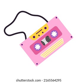 Y2k Seamless Pattern With 90s, 2000s Fashion Trend. Music Cassette In Flat Style Isolated On White Background. 