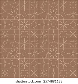 Y2K seamless pattern with different geometric stars shapes and elements. Vector flat illustration