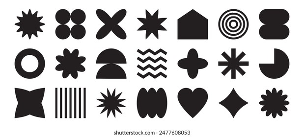Y2k shape element, abstract retro figure, black modern sticker, geometry simple form, groovy futuristic icon isolated on white background. Minimal brutalist vector illustration