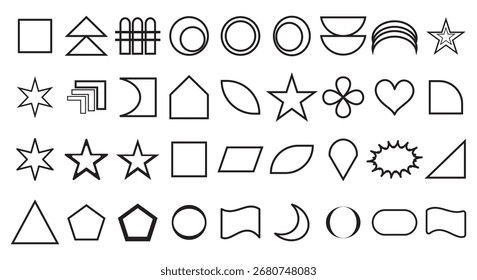 Elemento de forma Y2k, figura retro abstrata, adesivo funky moderno, forma simples geometria, ícone de vetor futurista groovy, silhuetas pretas sobre fundo branco. Simples ilustração vintage.