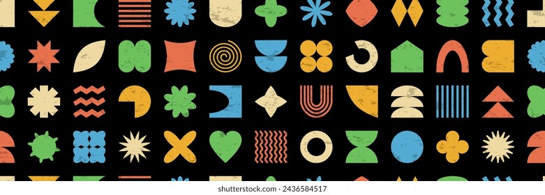 Forma Y2k patrón retro sin fisuras, fondo abstracto de la geometría, impresión funky moderna, repetición simple del elemento groovy, forma de vector futurista. Ilustración vintage mínima