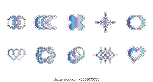 Y2K Shape Aufkleber Set Illustration 