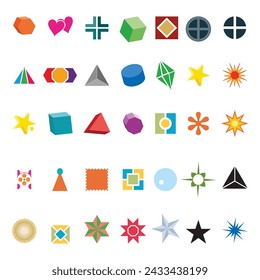 Y2k shape Vector Illustration Clip Art Element Big Set, Y2k shape Star Graphic  Geometry Sticker Shiny Retro Illustration. Y2k Shape Silhouette Icon Set. 