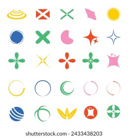 Y2k shape Vector Illustration Clip Art Element Big Set, Y2k shape Star Graphic  Geometry Sticker Shiny Retro Illustration. Y2k Shape Silhouette Icon Set. 