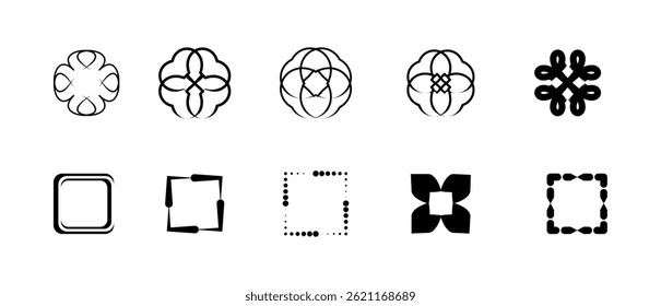 Conjunto de elementos de arte de Clip de Ilustración vectorial de forma Y2k