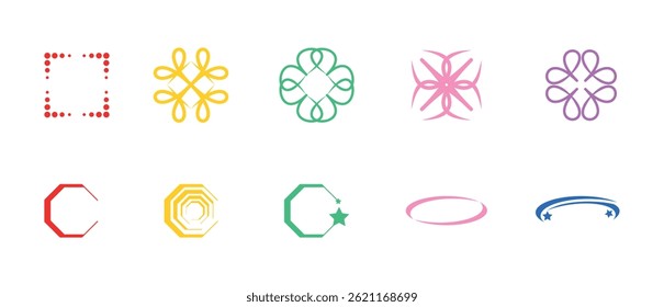 Y2K-Form Vektorgrafik Clip Art Element Set