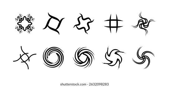 Y2K-Form Vektorgrafik Clip Art Element Set