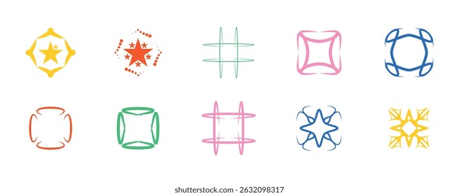 Conjunto de elementos de arte de Clip de Ilustración vectorial de forma Y2k