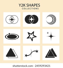 Y2K shapes Bold, futuristic designs encapsulating the spirit of the late 1990s and early 2000s vector design template 