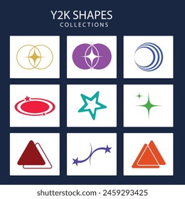Y2K shapes Bold, futuristic designs encapsulating the spirit of the late 1990s and early 2000s vector design template 