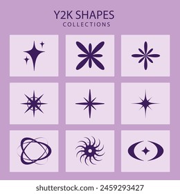 Y2K shapes Bold, futuristic designs encapsulating the spirit of the late 1990s and early 2000s vector design template 