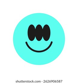 Y2K smile emoji shape. Cute icon with a fun expression. Retro shape and abstract design, flat aesthetic, perfect for decoration and trendy streetwear collection.