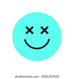 Y2K smile emoji shape. Retro face icon with a happy expression. Bold and cute graphic element, abstract shape, perfect for decoration and trendy designs.