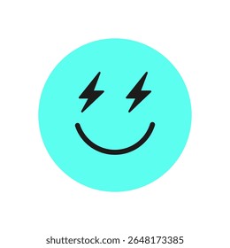 Forma de emoji de sorriso Y2K. Ícone de rosto feliz retrô. Símbolo abstrato, decoração plana, elemento moderno. Perfeito para a nostalgia dos anos 90 e moderna estética de rua.