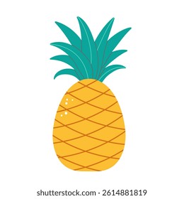 Y2k stickers collection. Vibrant pineapple illustration with green leaves. Ideal for tropical, summer, or food related designs. Cartoon style