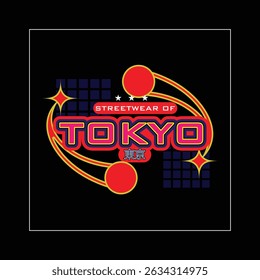 Y2k streetwear of tokyo japan with vintage color. Clothing design with y2k shape, vintage vibes.