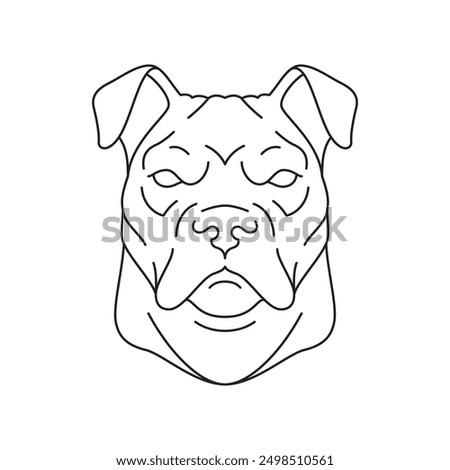 Y2k strong dog pitbull portrait contemporary art tattoo outline icon vector illustration. Aggressive power canine pet head muzzle retro groovy monochrome sticker emblem for t shirt print