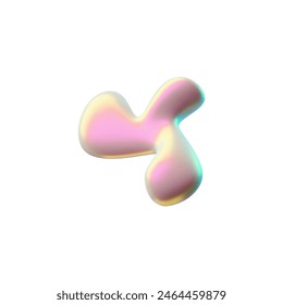 Y2K style abstract 3D icon with an iridescent finish in a unique blob shape, perfect for modern vector illustrations that reflect a 90s and 00s vibe