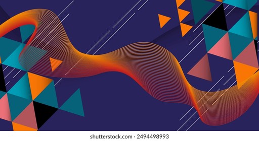 Y2k Style abstract background design, with strange wireframes and graphic geometrical shapes in bright gradient colors. Colorful abstract background for Smartphone screensaver