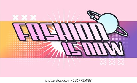 Y2K Style Aesthetics Space Fashion Typography Sign Template, Pink