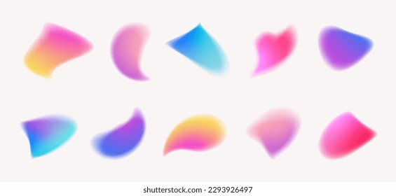 Y2k style blurred gradient abstract shapes set  Blurry organic shapes  aura aesthetic elements  Modern minimalist design elements and blur gradients  Vector illustration 