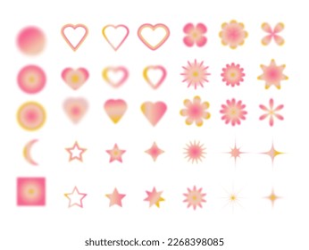 Y2k style blurred gradient shapes  Modern groovy minimalist design element and blur gradients for logo vector template set