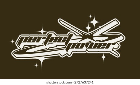 Y2K Estilo Decoração Tipografia Texto de 'Poder Perfeito' com Espaço Estilo Glitters, Cloud Dancer e Cacau Cor Combinação